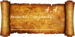 Anderkó Ariadné névjegykártya